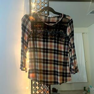 Burbery print shirt with laced chest. Brand new with tags. Asking what I paid.